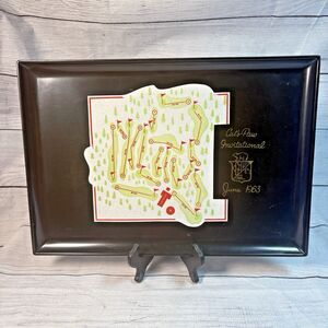 Vintage Golf Cats Paw Invitational 1963 Serving Tray 12.5” X 18" Couroc Monterey